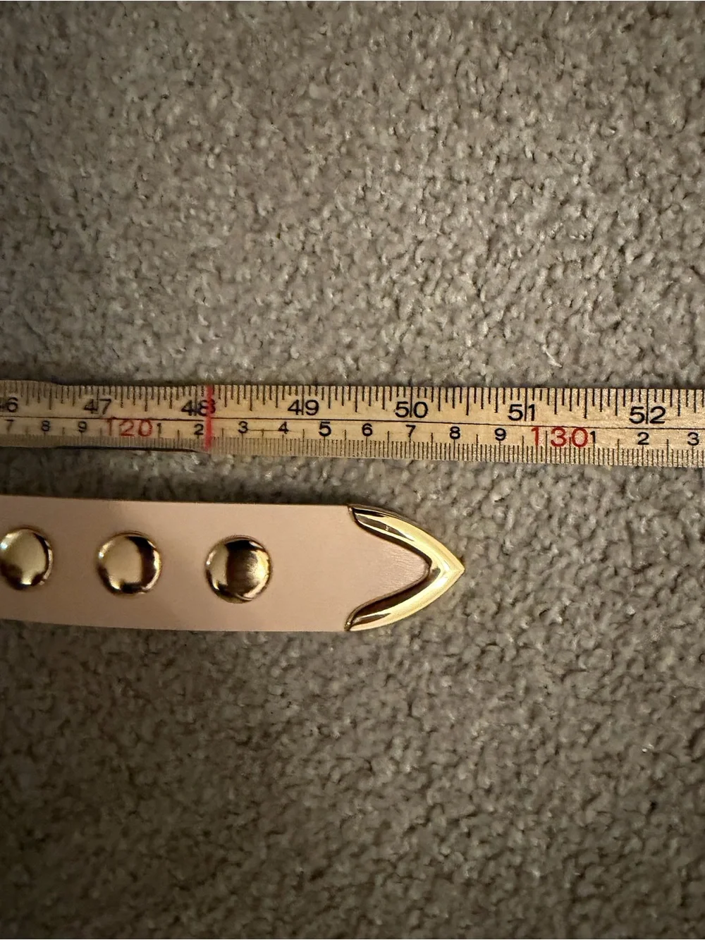 VATAN Eco Friendly Nude Studded Belt w/ Gold Hardware. Measurements in photos.